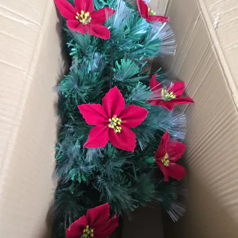 ARTIFICIAL CHRISTMAS GARLAND WITH RED POINSETTIAS – INDOOR HOME DECOR