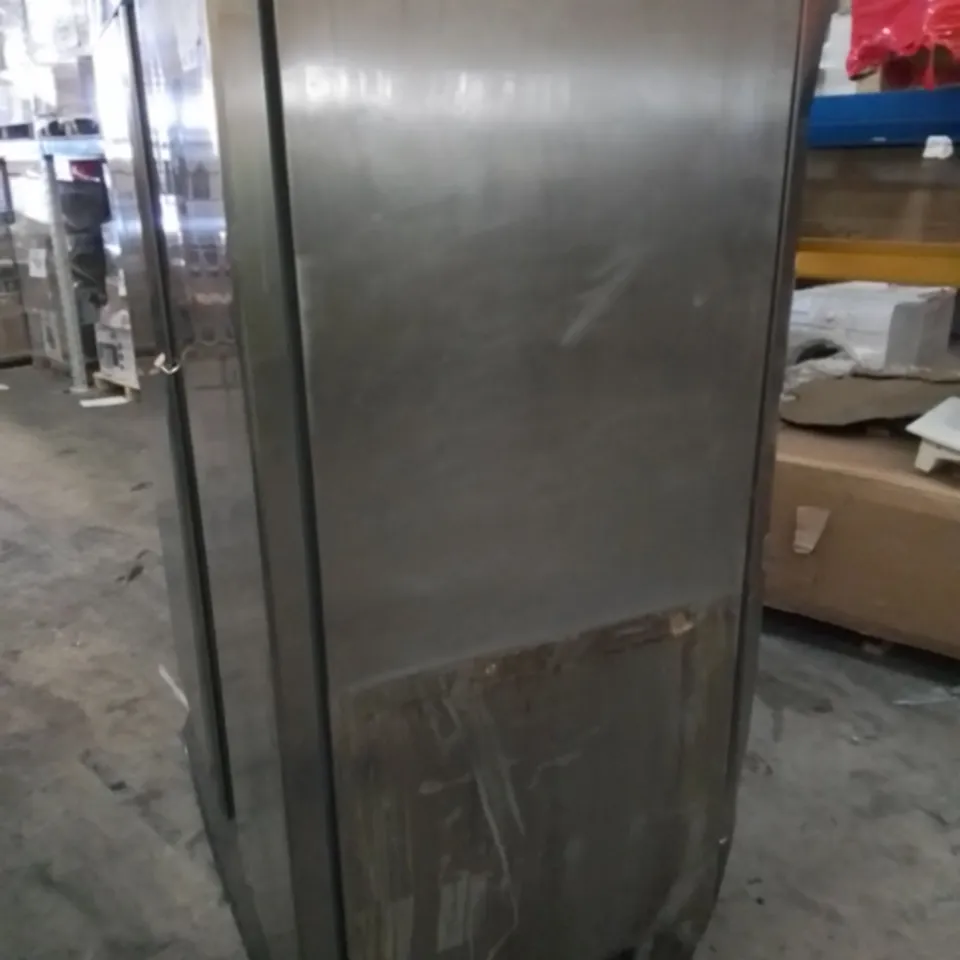 COMMERCIAL STAINLESS DOUBLE DOOR REFRIGERATED FOOD STORAGE UNIT 
