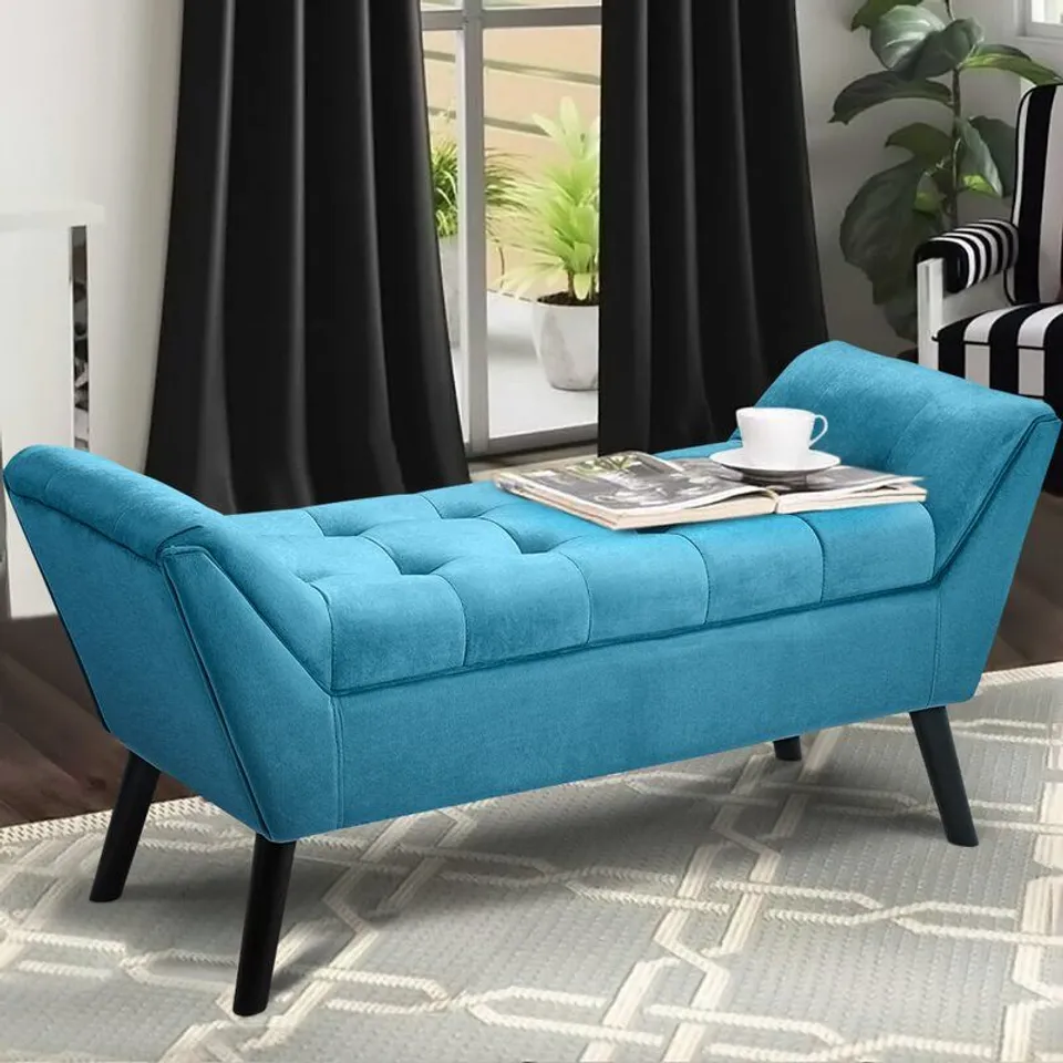 BOXED SUSANA BLUE BLUE UPHOLSTERED BENCH