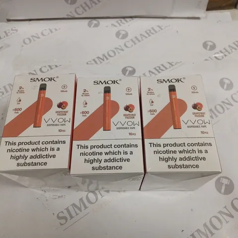 BOX OF 30 SMOK 2% VVOW GRAPEFRUIT PASSION DISPOSABLE VAPES