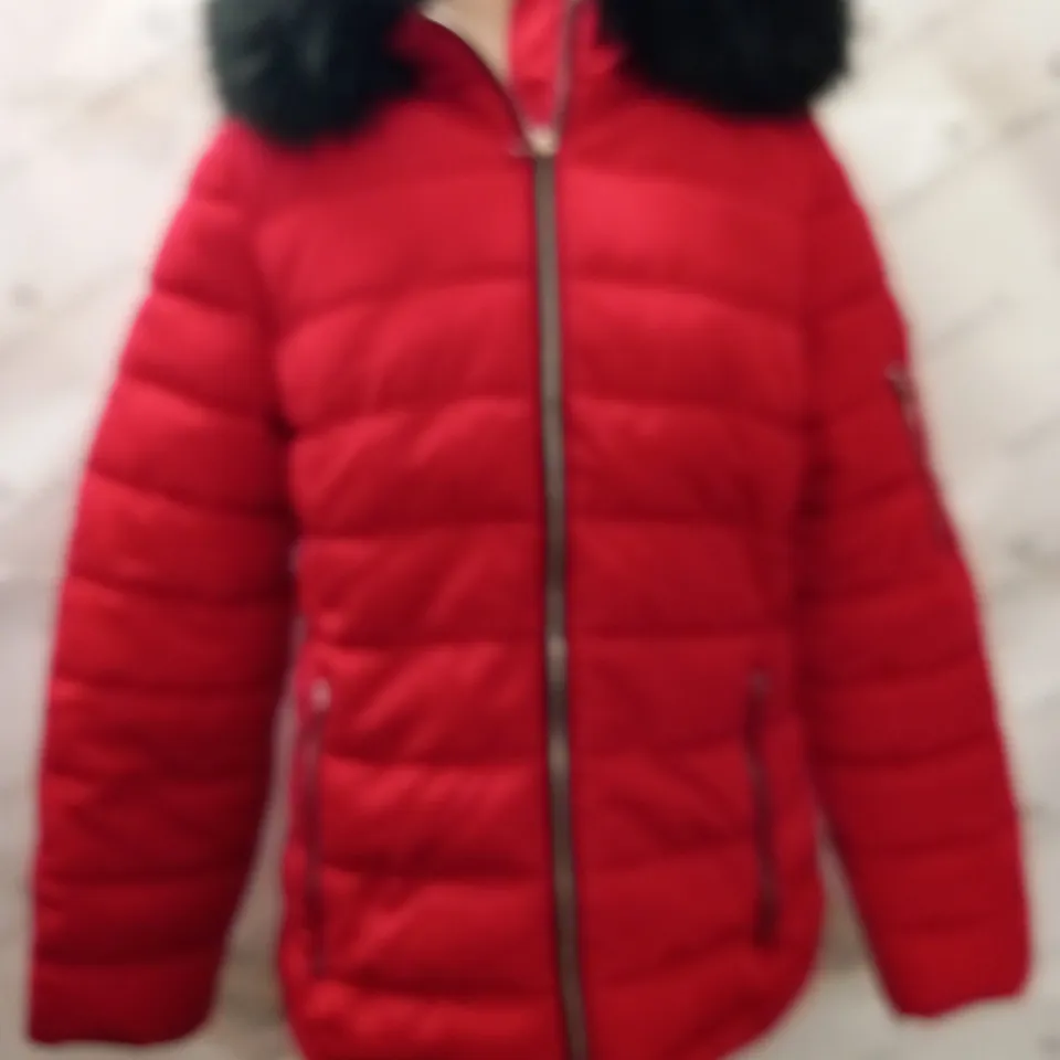 PAPAYA RED PADDED HOODED COAT - 16