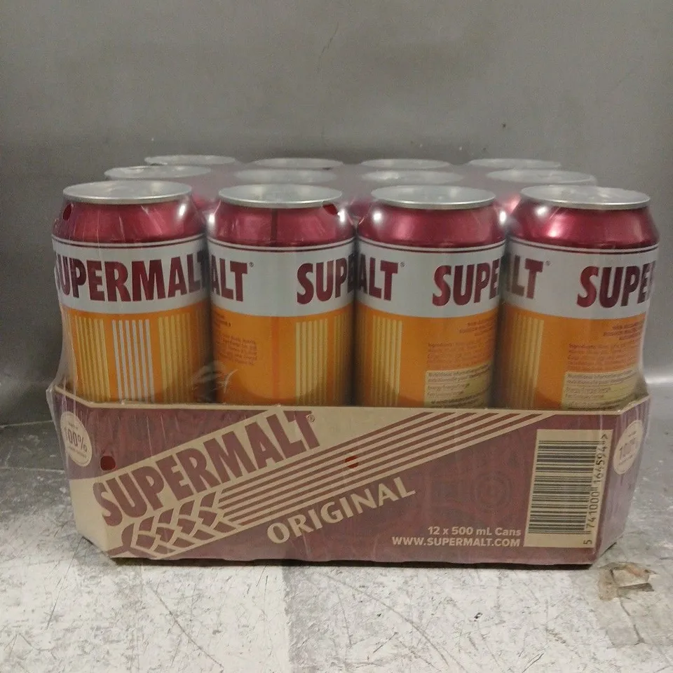 SEALED SUPERMALT NON-ALCOHOLIC BEVERAGE 12X500ML - COLLECTION ONLY