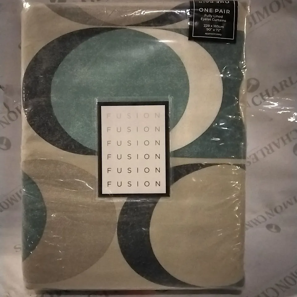 BAGGED FUSION EYELET CURTAINS - SANDER - 228X183CM APPROXIMATELY 