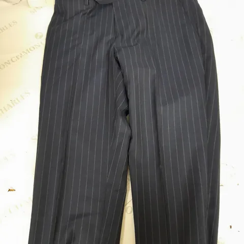 HAWES & CURTIS SARTORIAL NAVY SMART TROUSERS WITH CHALK STRIPE -SIZE 34