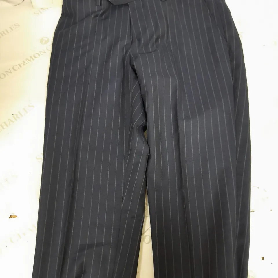 HAWES & CURTIS SARTORIAL NAVY SMART TROUSERS WITH CHALK STRIPE -SIZE 34
