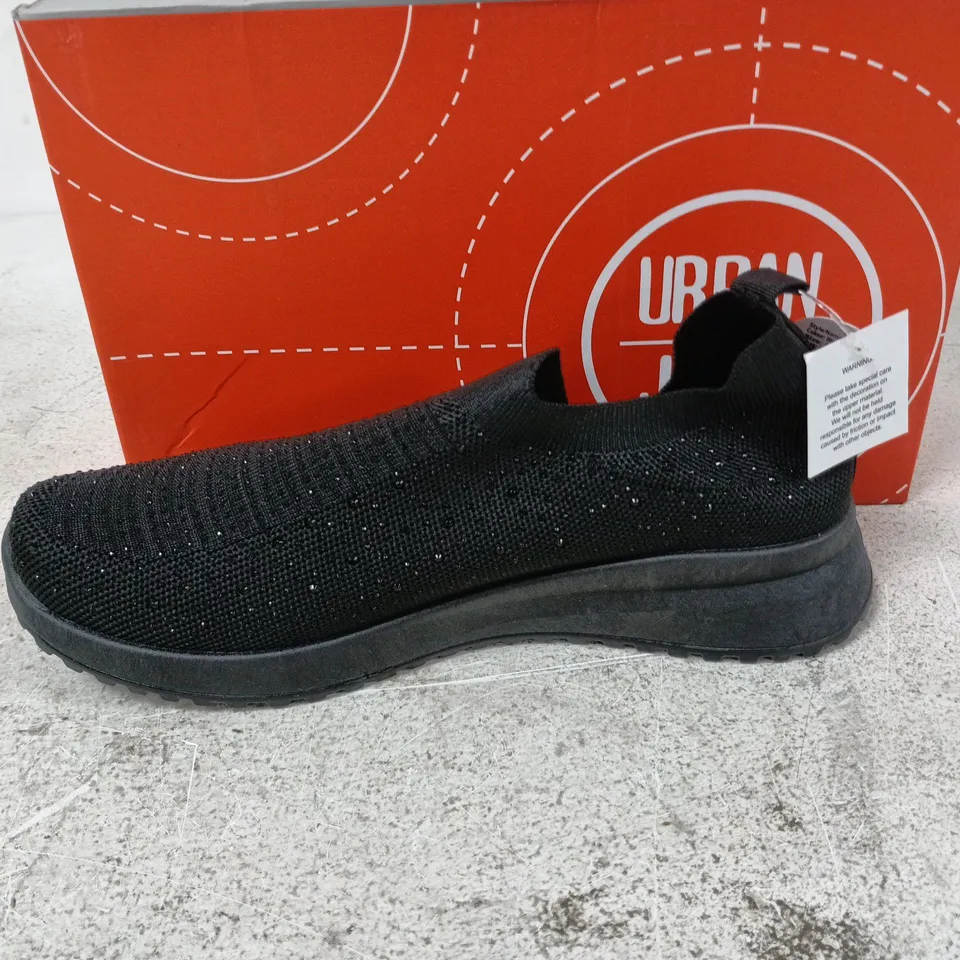 BOXED PAIR OF URBAN JACKS COCKTAIL SHOES IN BLACK - SIZE 8