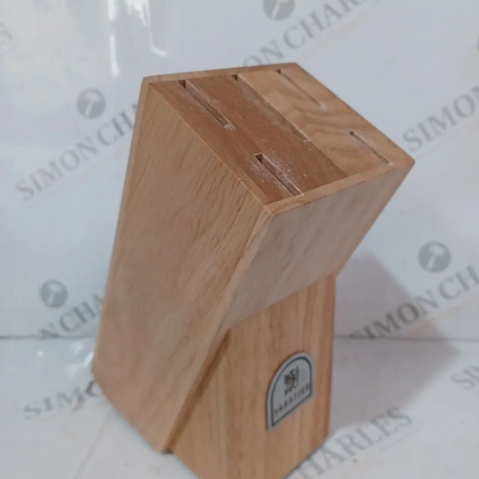 BOXED SABATIER 5 PIECE KNIFE SET WITH RUBBERWOOD BLOCK