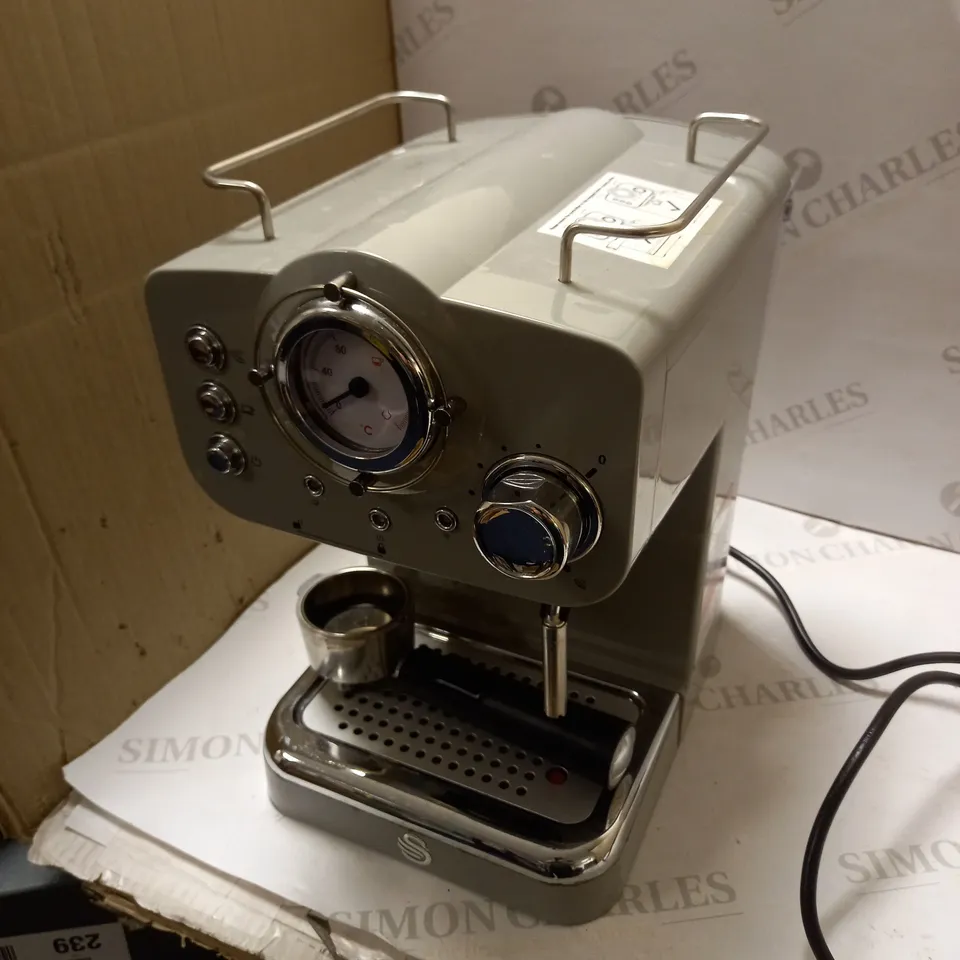 SWAN RETRO PUMP ESPRESSO COFFEE MACHINE - GREY