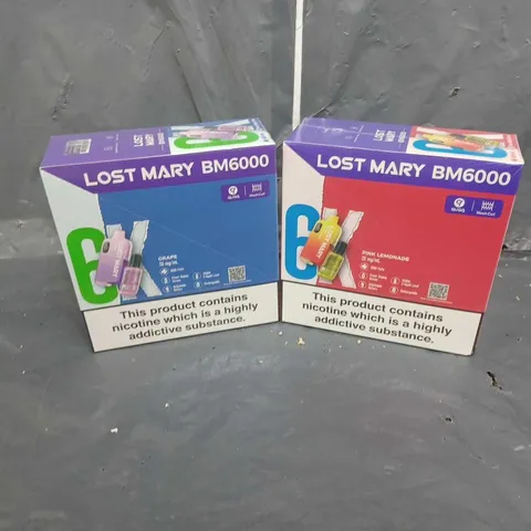 APPROXIMATELY 10 SEALED LOST MARY BM6000 VAPE TO INCLUDE PINK LEMONADE AND GRAPE 