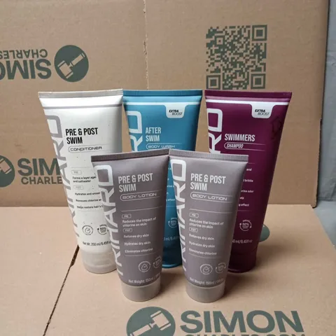 APPROXIMATELY 14 X TRIHARD SWIMMERS COSMETIC ITEMS TO INCLUDE SHAMPOO, BODY WASH ETC "REMOVES CHLORINE AND SALTWATER"