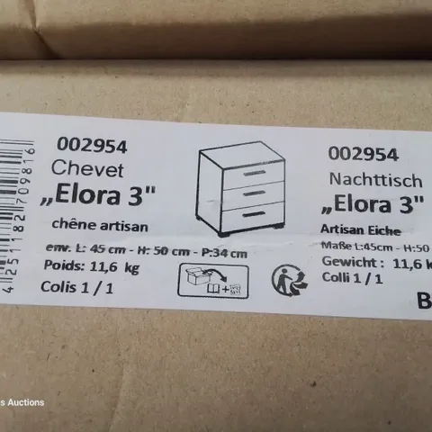 BOXED DESIGNER CHEVET ELORA 3 DRAWER BEDSIDE CHEST OLD STYLE