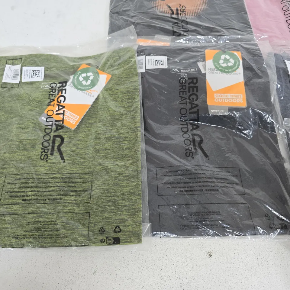 LOT OF 10 ASSORTED BRAND NEW REGATTA T-SHIRTS IN VARIOUS STYLES, COLOURS AND SIZES
