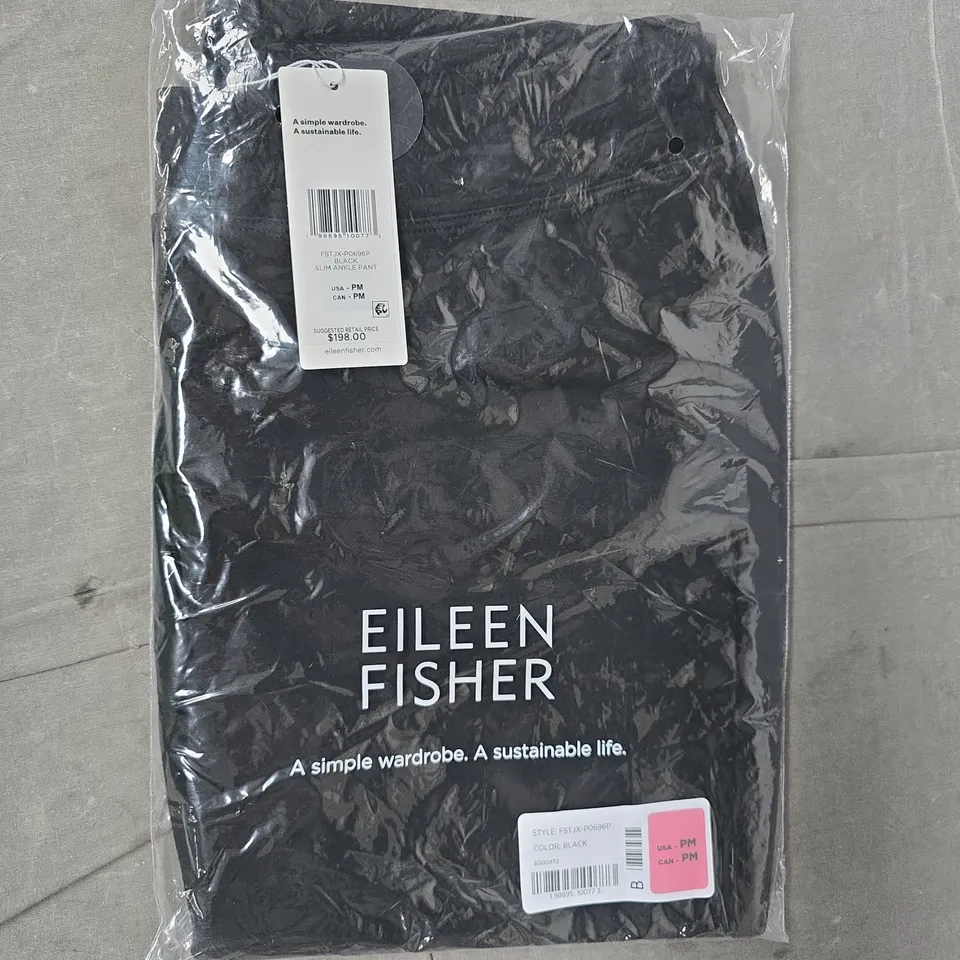 EILEEN FISHER SLIM ANKLE PANTS IN BLACK SIZE USA/CAN PM