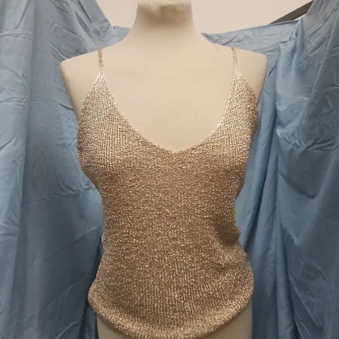 WHITE FOX BOUTIQUE LOVE GALORE SEQUIN KNIT TOP – CHAMPAGNE, XL