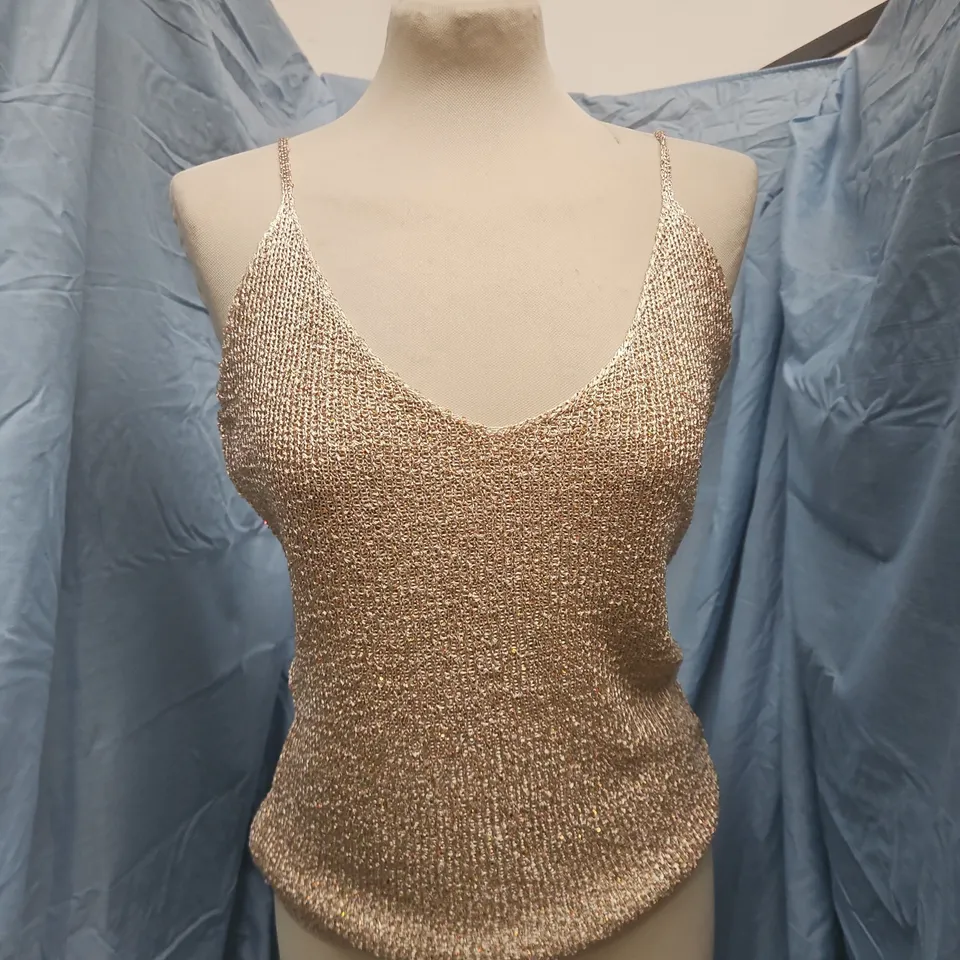 WHITE FOX BOUTIQUE LOVE GALORE SEQUIN KNIT TOP – CHAMPAGNE, XL