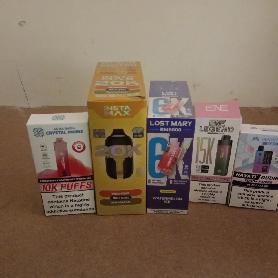 APPROXIMATELY 20 ASSORTED E-CIGARETTE PRODUCTS TO INCLUDE BRANDS SUCH AS LOST MARY, HAYATI, INSTA MAX, ETC - COLLECTION ONLY