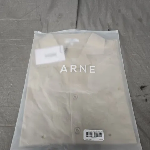 BAGGED ARNE MERCERISED INTERLOCK REVERE COLLAR SHIRT - SIZE SMALL