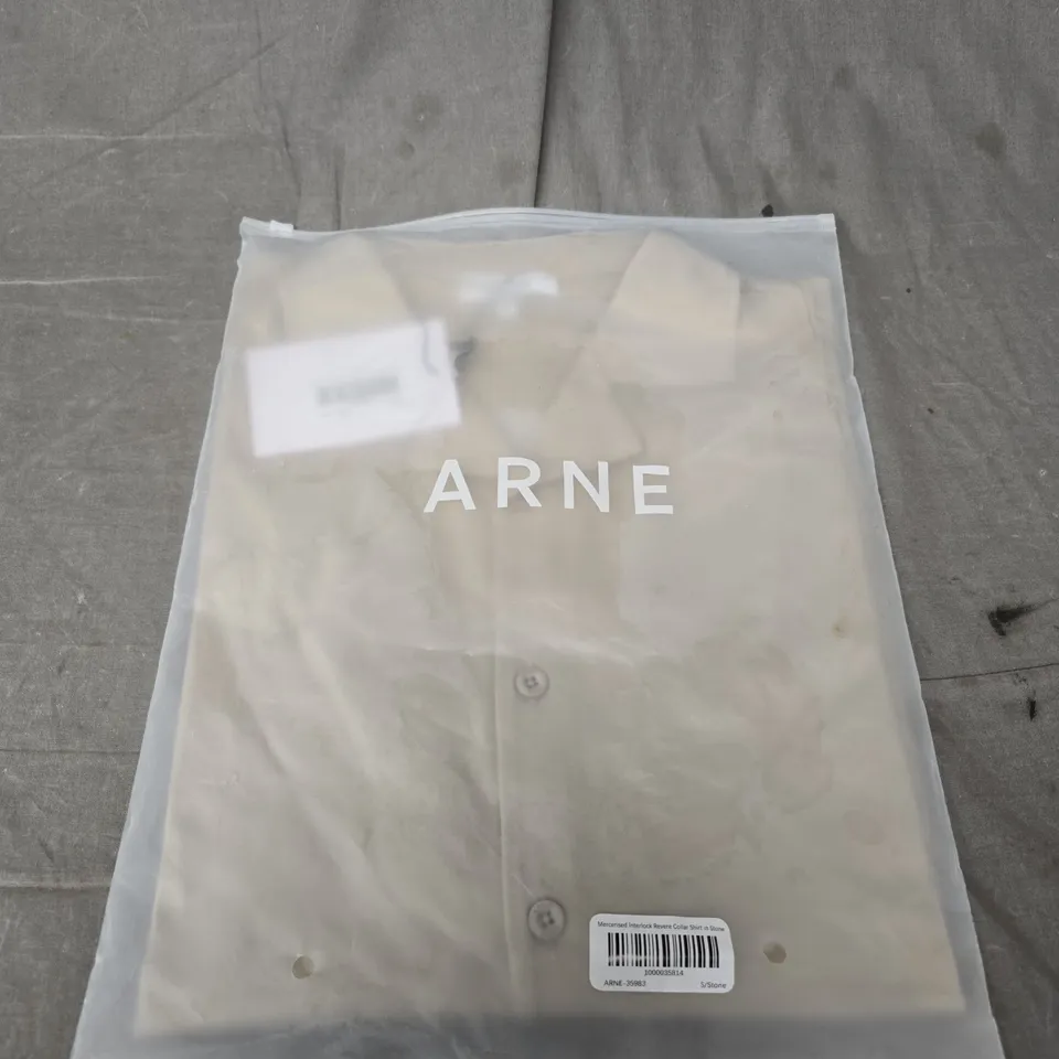 BAGGED ARNE MERCERISED INTERLOCK REVERE COLLAR SHIRT - SIZE SMALL