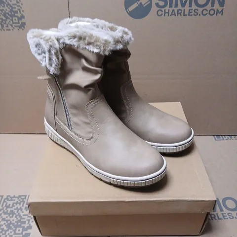 JO & JOE JADE TAUPE FUR-LINED BOOTS, UK SIZE 6