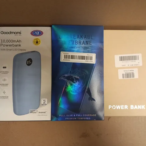 APPROXIMATELY 10 ASSORTED HOUSEHOLD ITEMS TO INCLUDE PHONE SCREEN, GOODMANS POWER BANK, ETC