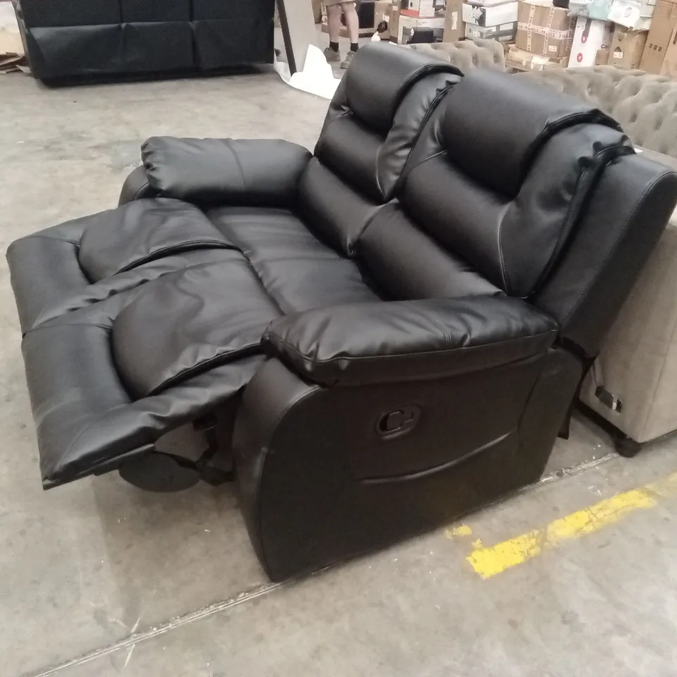 VANCOUVER 2 SEATER MANUAL RECLINER SOFA, BLACK PREMIUM FAUX LEATHER