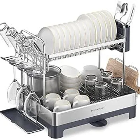 BOXED SONGMICS DISH DRYING RACK - WHITE 