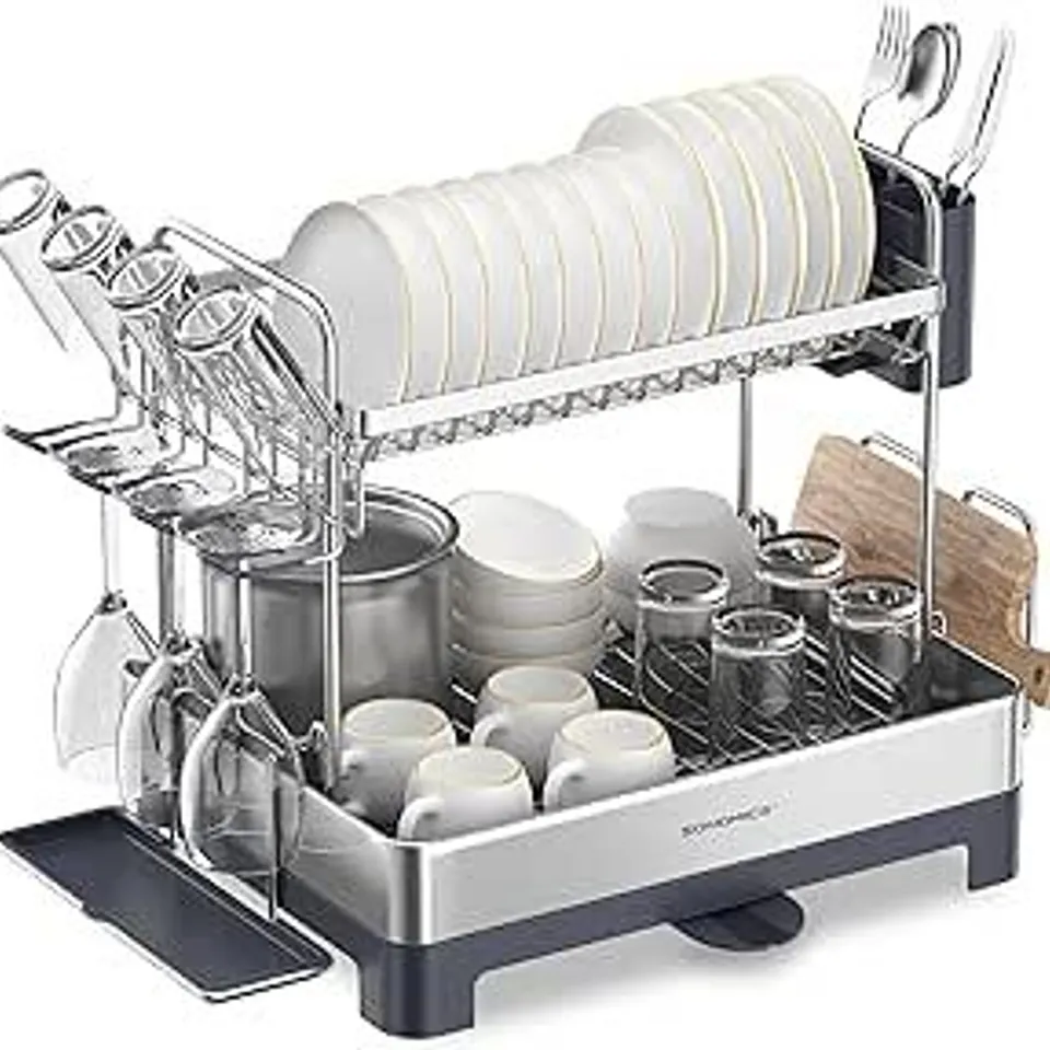 BOXED SONGMICS DISH DRYING RACK - WHITE 