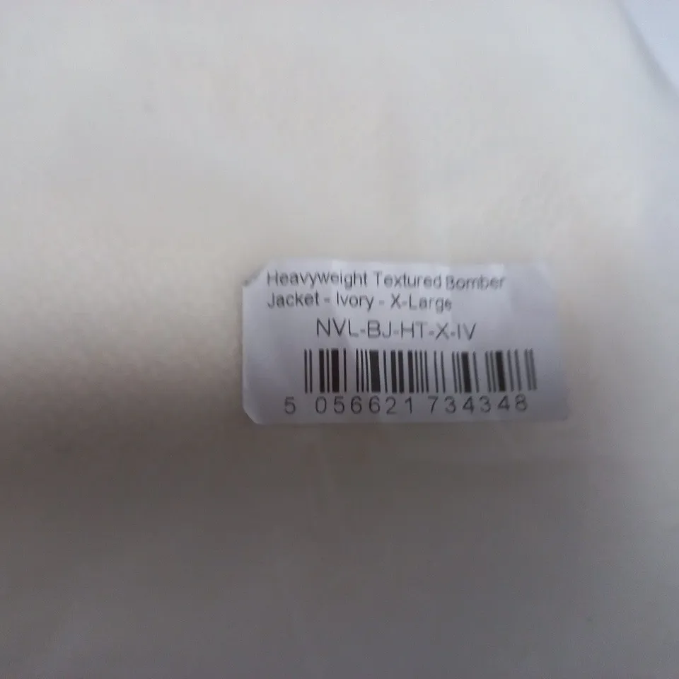 NVLTY LONDON HEAVYWEIGHT TEXTURED BOMBER JACKET – IVORY – UK XL (X-LARGE)