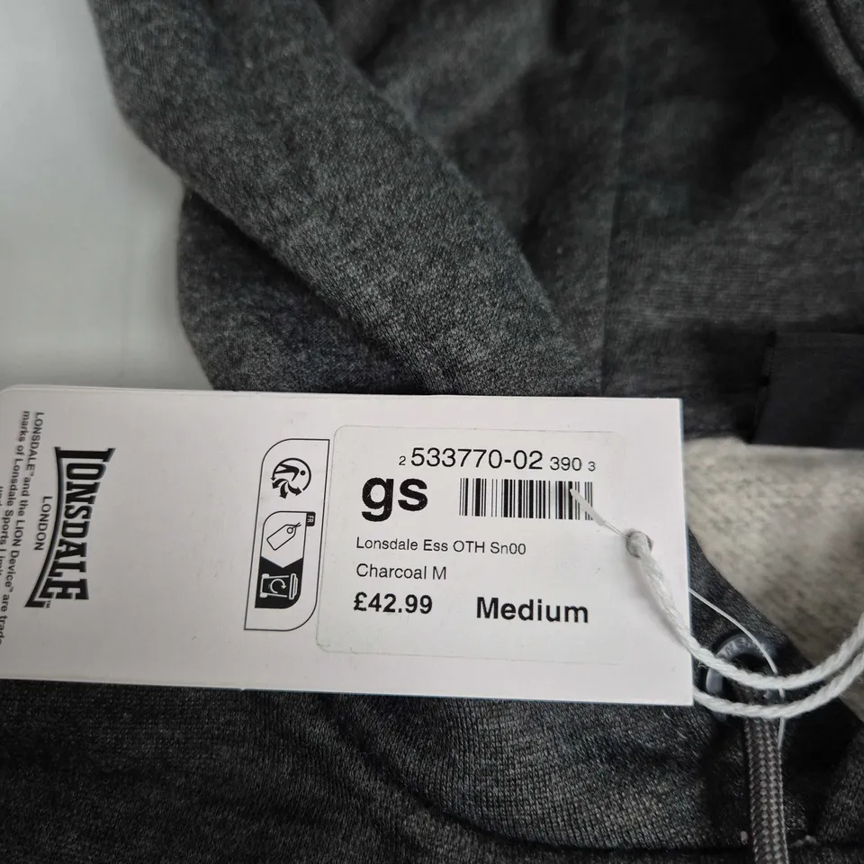 LONSDALE LONDON CHARCOAL HOODIE - UK M (EU M; US L)