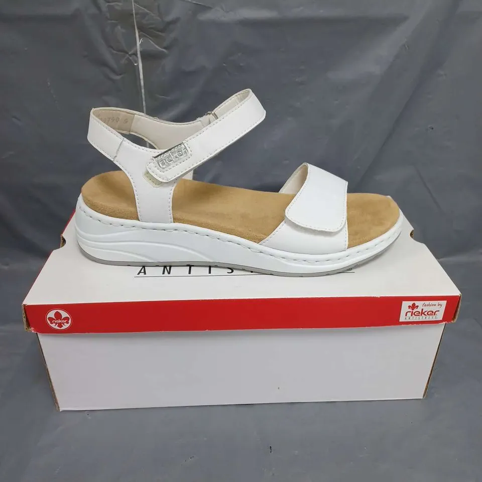 RIEKER LADIES VELCRO FASTENING SANDALS WHITE SIZE EU 39