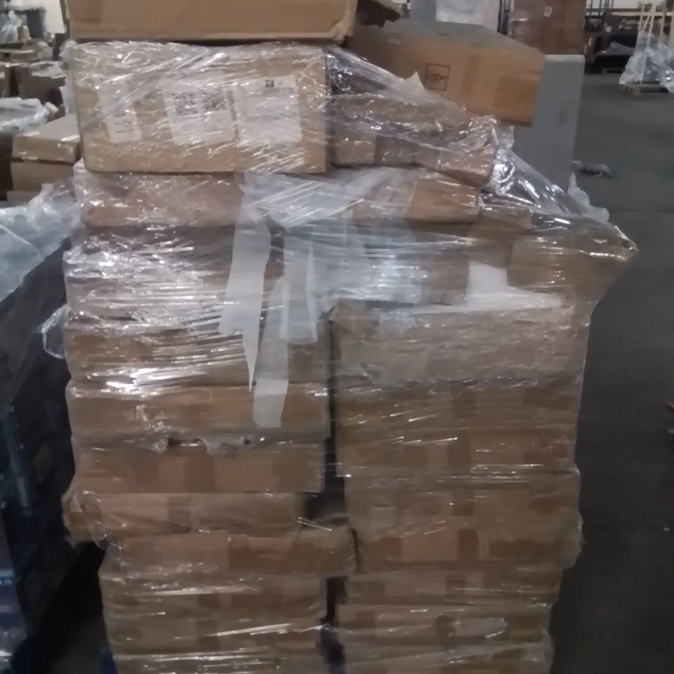 PALLET CONTAINING LARGE QUANTITY OF BOXED DESKS IN VARIOUS SIZES AND MODELS