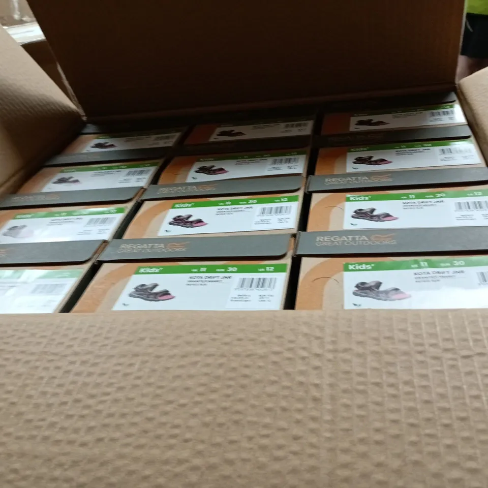 BOX OF APPROXIMATELY 12 PAIRS OF REGATTA  KOTA WALKING SANDAL GRANITE RKF613 SIZE CHILDS UK 11