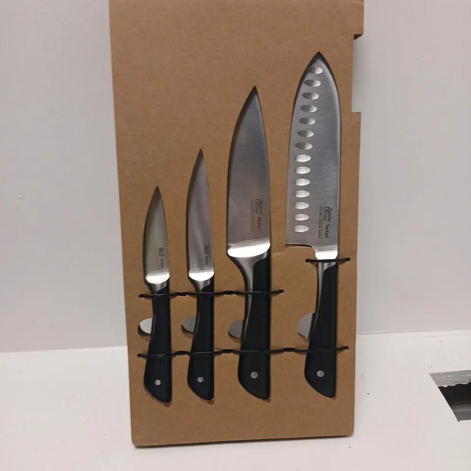 JAMIE OLIVER THE KITCHEN SET 4-PIECE KNIFE SET (SANTOKU 16.5 CM, CHEF 15 CM, UTILITY 12 CM, PARING 9 CM)