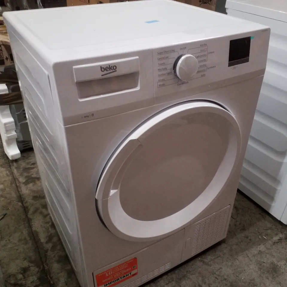 BEKO DTLCE80051W 8KG CONDENSER TUMBLE DRYER WITH SENSOR PROGRAMMES 
