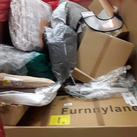 PALLET OF ASSORTED HOUSEHOLD GOODS AND PRODUCTS TO INCLUDE; GARMENT STEAMER, LAP DESK, CAT TOY, BOXED FURNITURE ETC