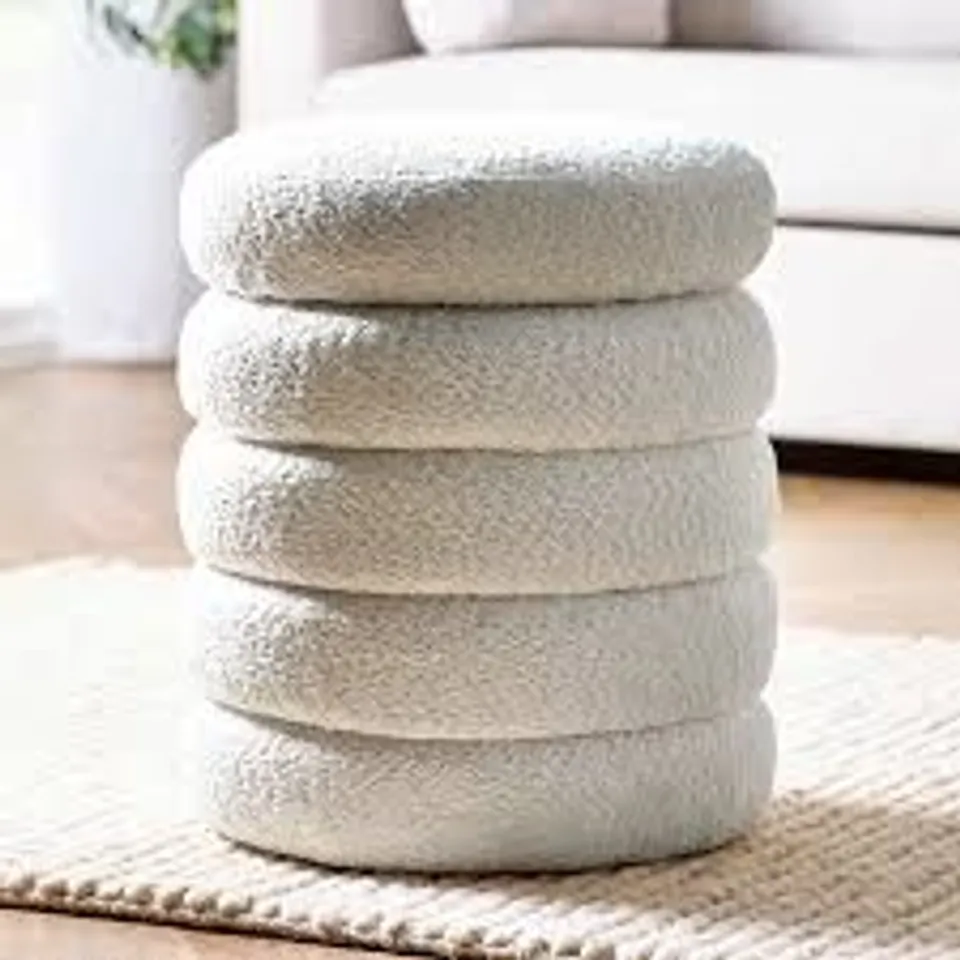 BOXED GREEN BOUCLÉ FOOTSTOOL