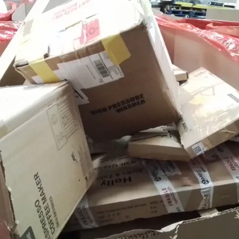 PALLET OF ASSORTED HOUSEHOLD GOODS AND PRODUCTS TO INCLUDE;COFFEE MACHINE,FLOORING TILES,FLOATING SHELVES