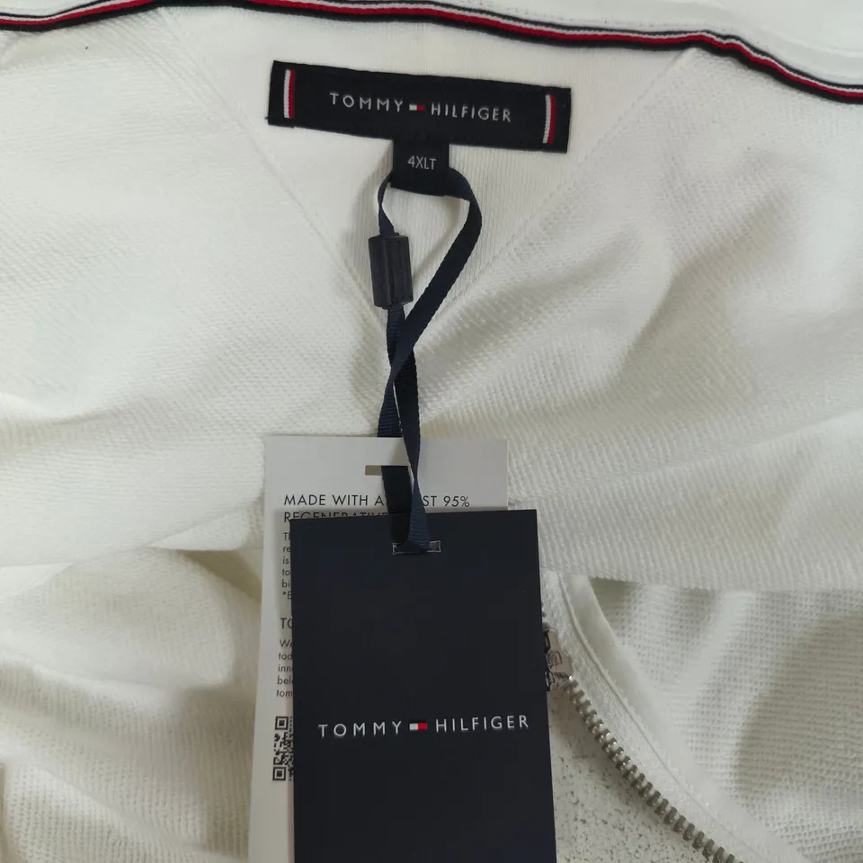 TOMMY HILFIGER WHITE ZIP HOODIE WITH LOGO – 4XLT