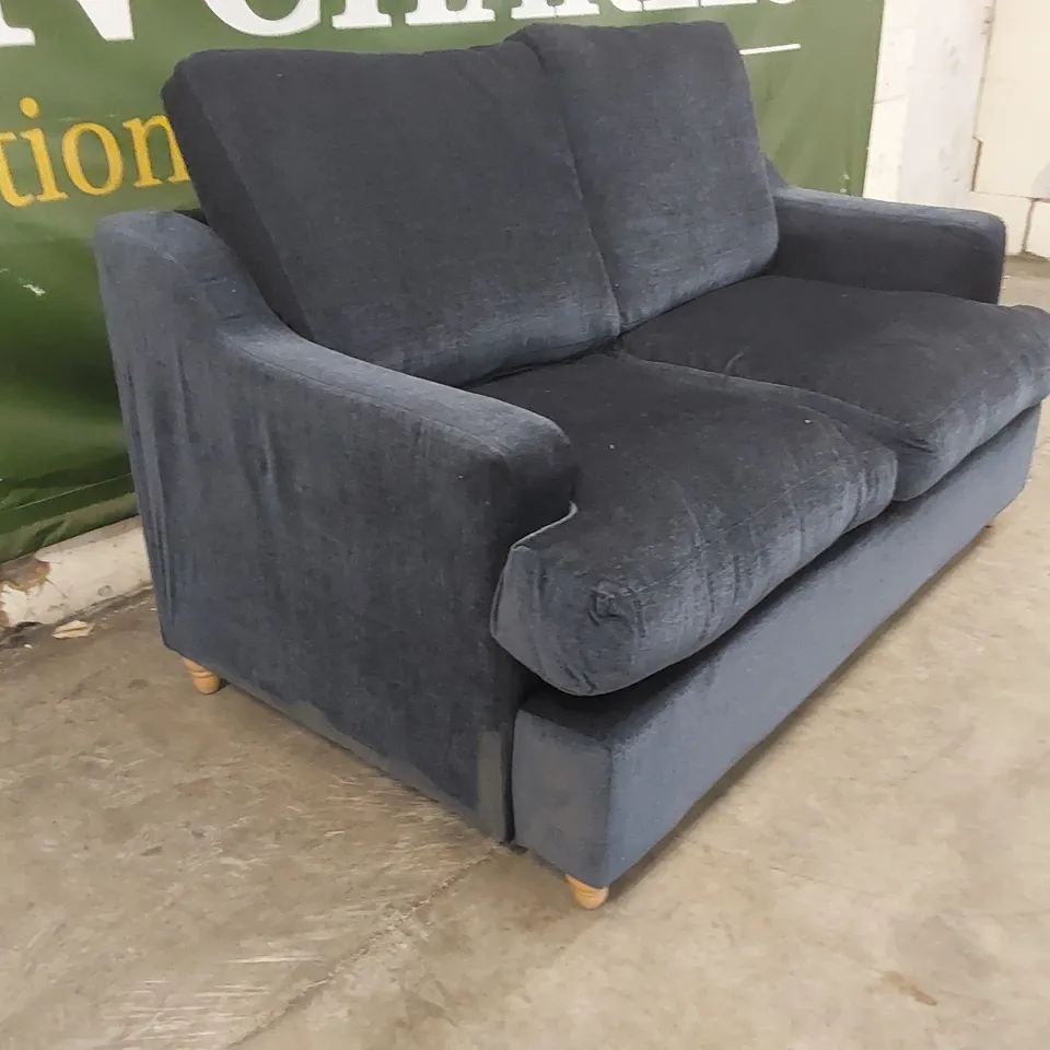 QUALITY DESIGNER BLUE FABRIC UPHOLSTERED SOFA