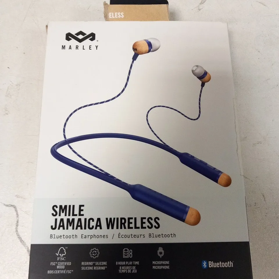 BOXED HOUSE OF MARLEY SMILE JAMAICA WIRELESS BLUETOOTH EARPHONES