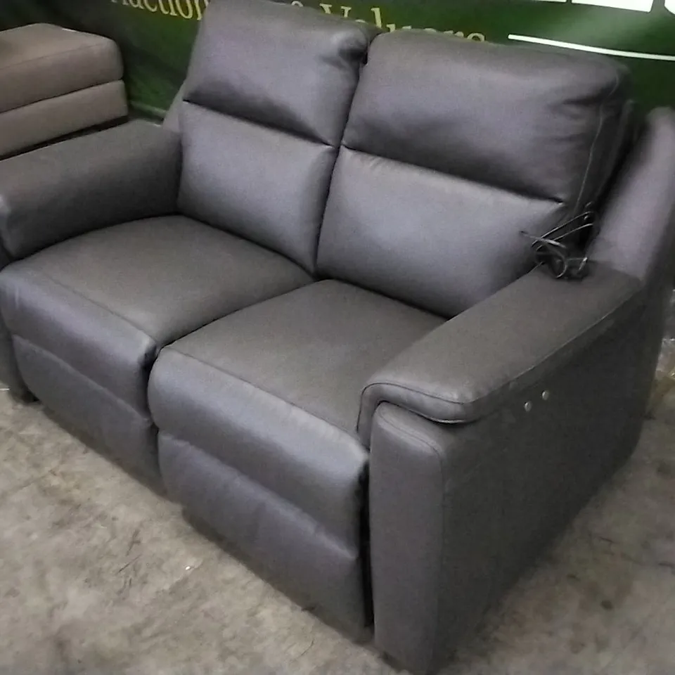 QUALITY ITALIAN DESIGNER AVILA POWER RECLINER LOVESEAT MEDIUM GREY LEATHER