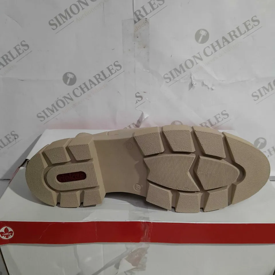 BOXED RIEKER CHUNKY ANKLE BOOTS, OFF WHITE - SIZE 6.5