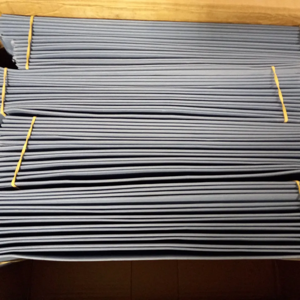 BOX OF APPROXIMATELY 50 HEAVY DUTY DOC WALLETS IN BLUE