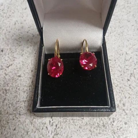 DIAMONIQUE EDIT RUBY LEVERBACK EARRINGS 