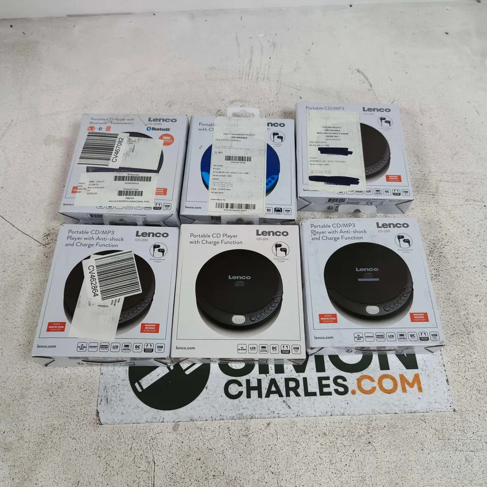 LOT OF 12 ASSORTED LENCO PORTABLE CD/MP3 PLAYERS - VARIOUS COLOURS