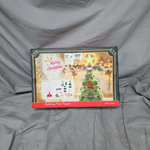 MERRY CHRISTMAS ROTATING TREE TOPPER WITH MUSIC & LIGHTS – BOXED