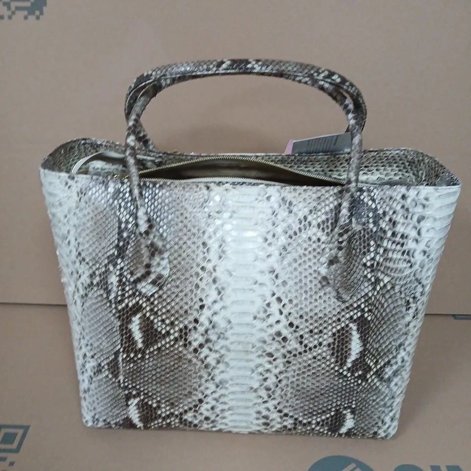 LA MAREY SNAKESKIN LEATHER TOTE BAG 