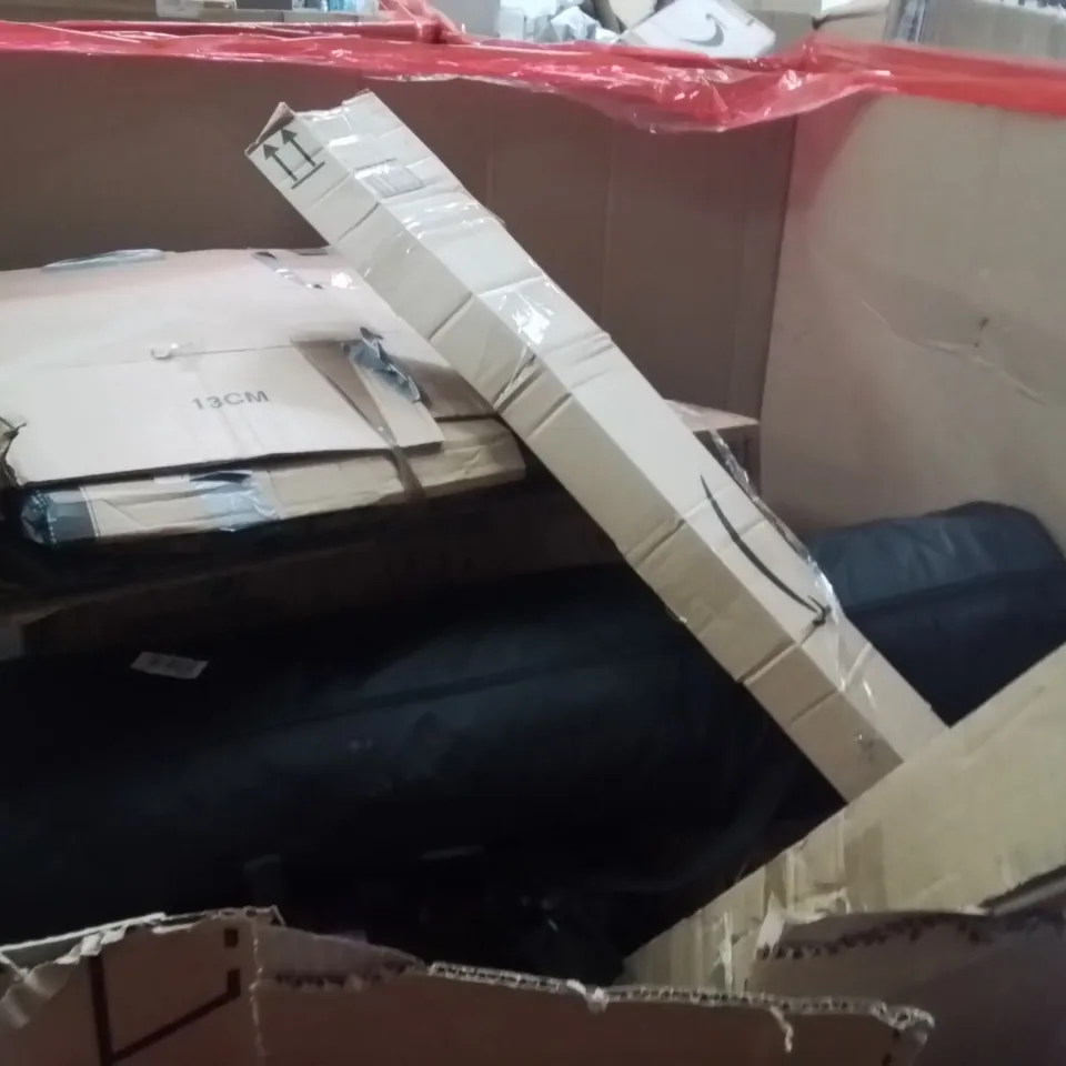PALLET OF ASSORTED HOUSEHOLD GOODS AND PRODUCTS TO INCLUDE;AIR COOLER,MATTRESS TOPPER,ELLIPTICAL UNDER DESK TRAINER