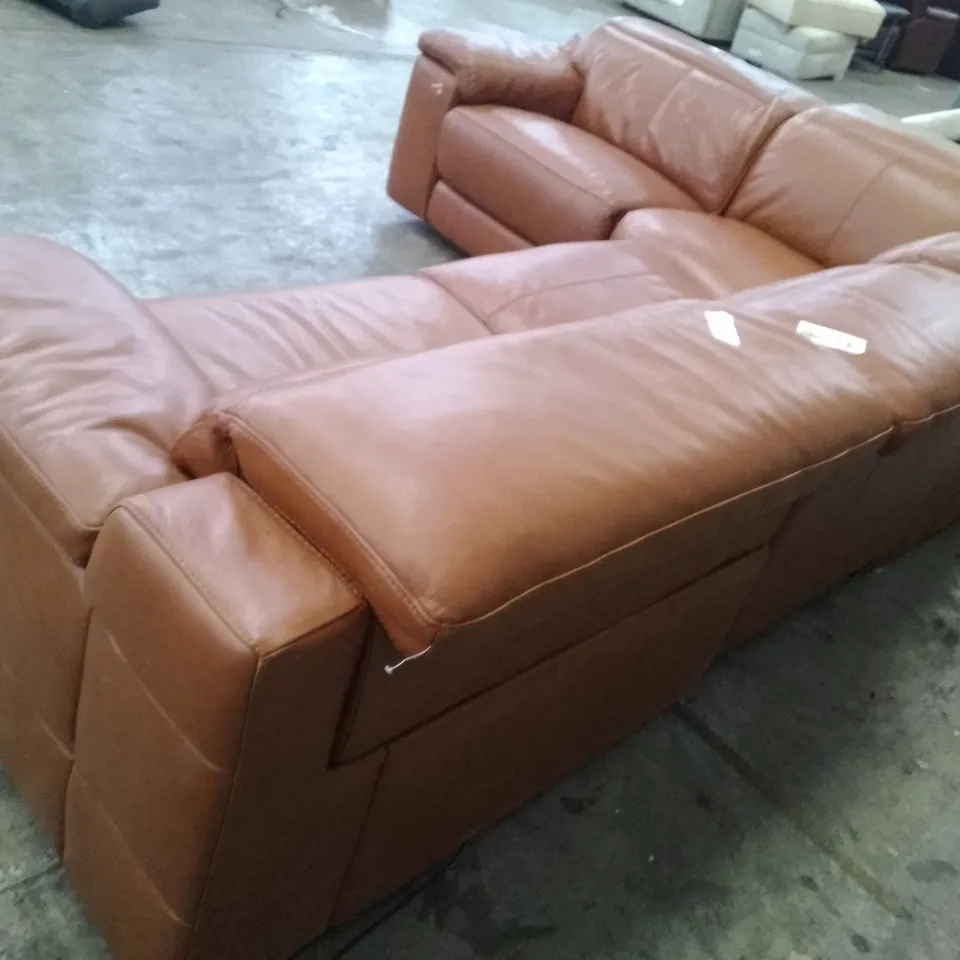 QUALITY DESIGNER ELECTRIC RECLINER CORNER SOFA 4PCS - BROWN LEATHER