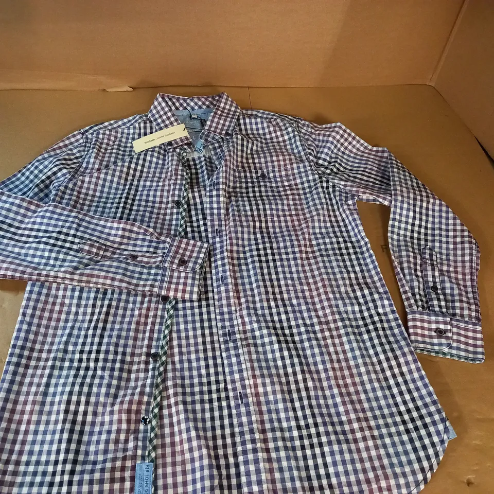 ROCHA JOHN ROCHA LONG SLEEVE CHECK SHIRT - M